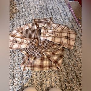 Brown flannel cropped AMERICAN EAGLE